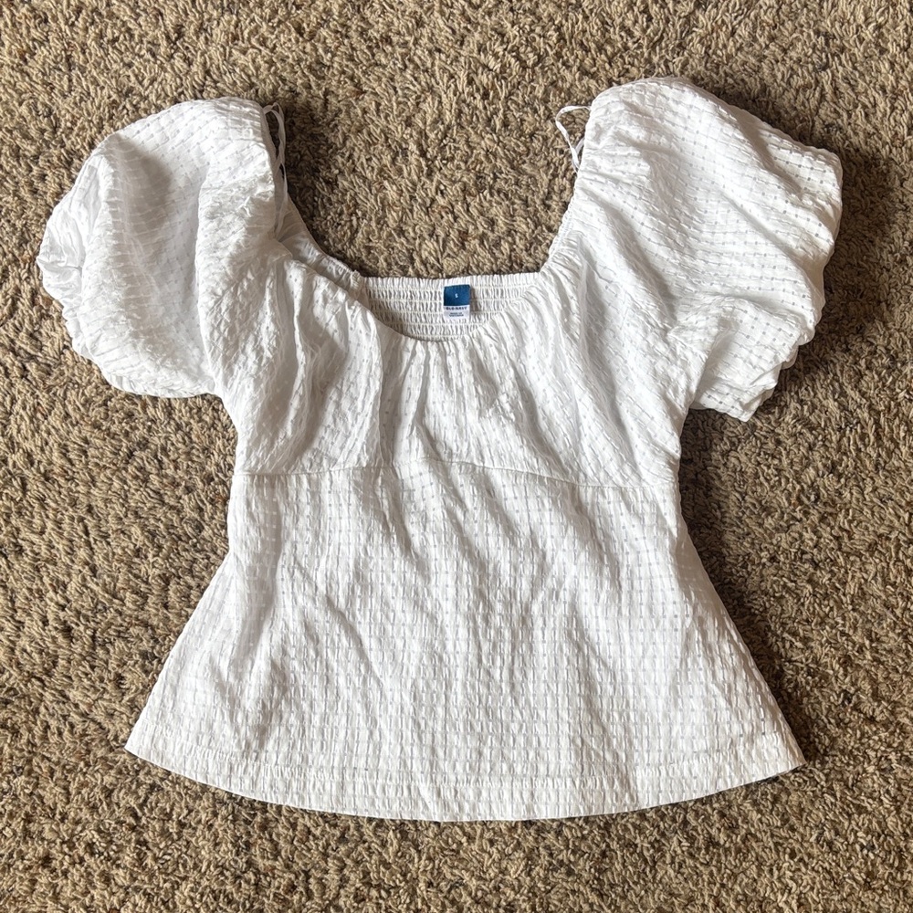 Old Navy White Puff-Sleeve Top NWOT